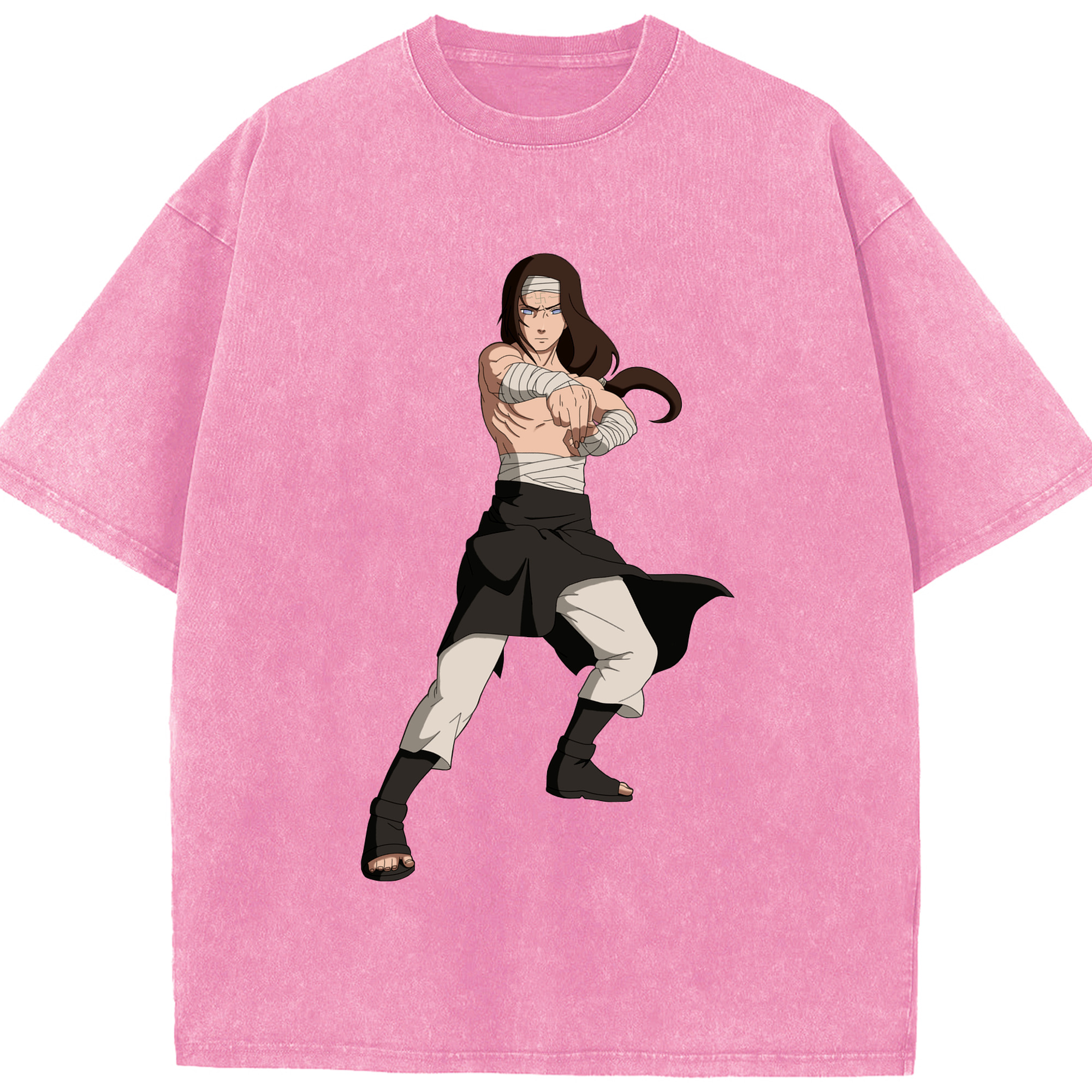 （画像用） NARUTO -ナルト- 日向ネジ Hyūga Neji 綿100% ヴィンテージ風 半袖Tシャツ（フロントプリント）